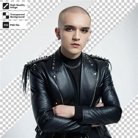 Premium Psd A Man With A Bald Head Wearing A Leather Jacket