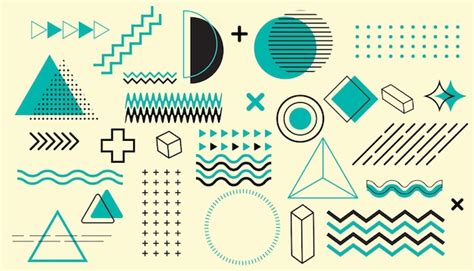 Conjunto De Formas Geom Tricas Abstractas De Estilo Memphis Vector