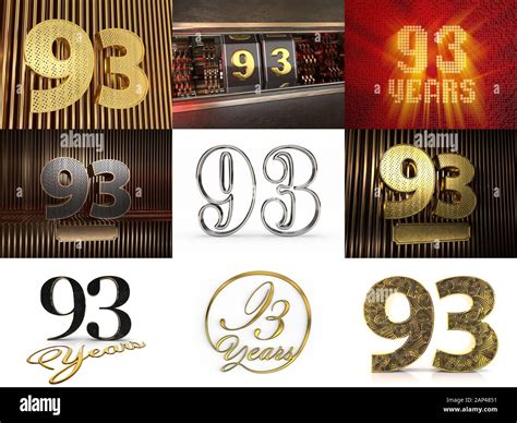 Set Of Number Number Ninety Three Celebration Design Anniversary