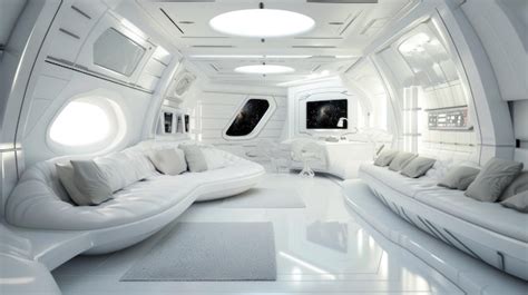 Premium Photo Living Room In Spaceship White Interior Design Of