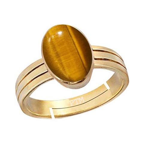 Buy PTM Gold Plated Panchdhatu 9 25 Ratti Tiger Eye Gemstone Ring Men