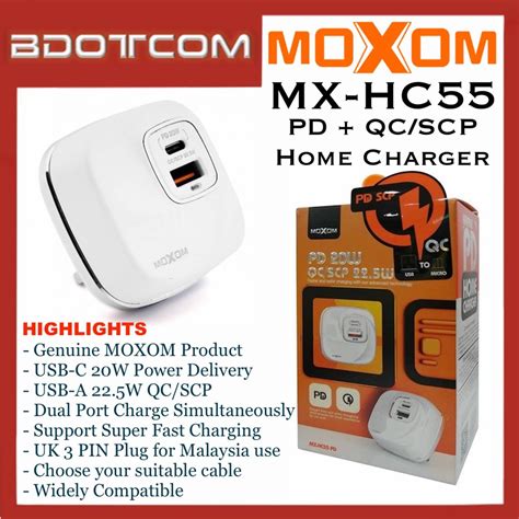 MOXOM MX HC55 RAFALE Series 20W PD TYPE C Output 22 5W QC SCP Dual