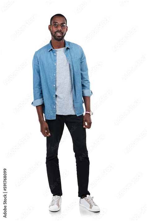 young black man full body portrait  standing ready   isolated