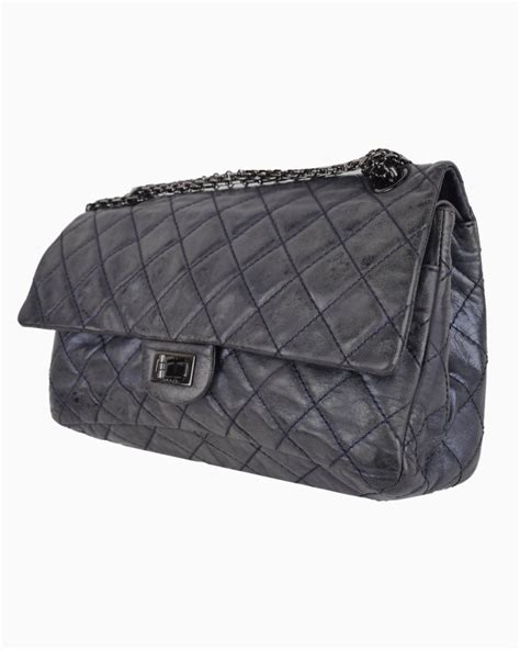 Bolsa Chanel Original 2 55 Reissue Quilted Mettalic Azul Feminina