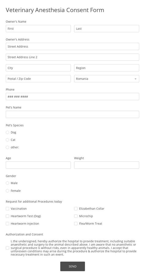 Veterinary Consent Form