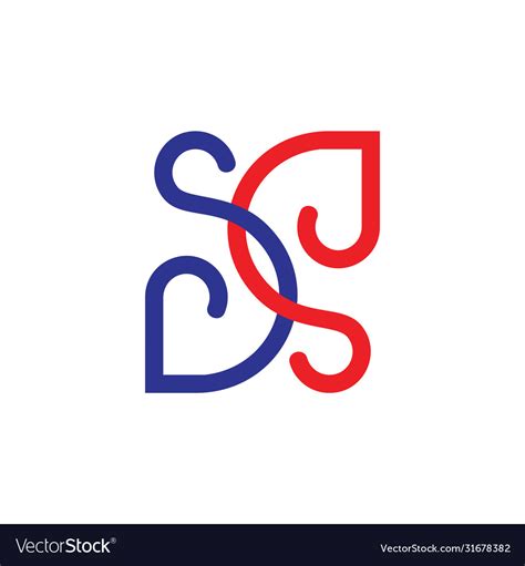 Letters Sd Linked Curves Line Loop Design Logo Vector Image