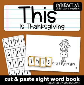 Thanksgiving Emergent Reader This Is Thanksgiving Sight Word Book