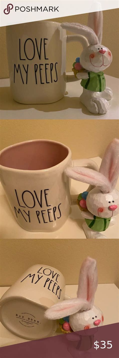 Rae Dunn Mug Love My Peeps Mug W Bunny Figurine Bunny Figurine Blue