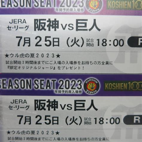 7月25日 火 阪神 Vs 巨人 ライト外野指定席 2連番 阪神専用応援席 ウル虎の夏2023阪神 対 巨人｜売買されたオークション情報