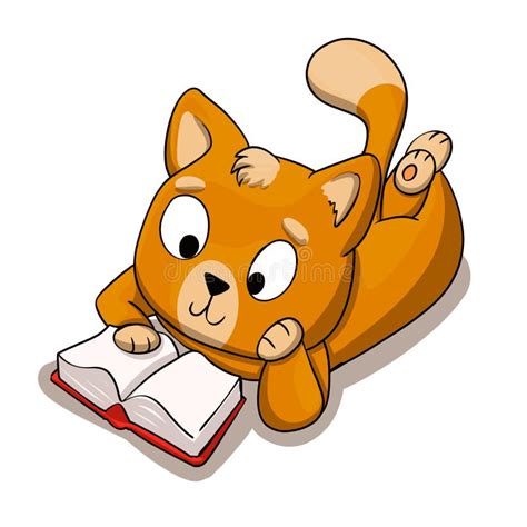 Yellow Cat Reading Book stock illustration. Illustration of domestic - 135969030