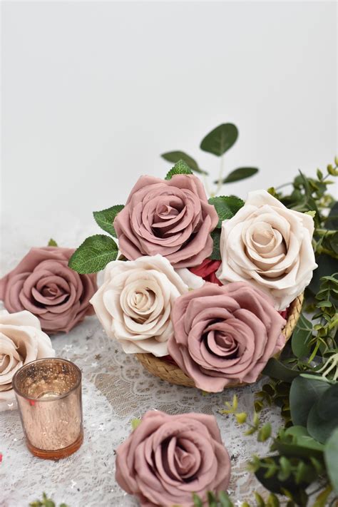 Pcs Dusty Rose Nude Artificial Rose Heads Cm High Etsy