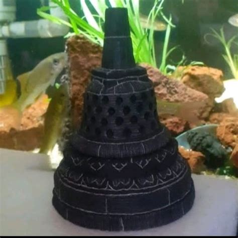 Jual STUPA CANDI BOROBUDUR 12CM BAHAN BATU BUKA TUTUP PATUNG COBEK