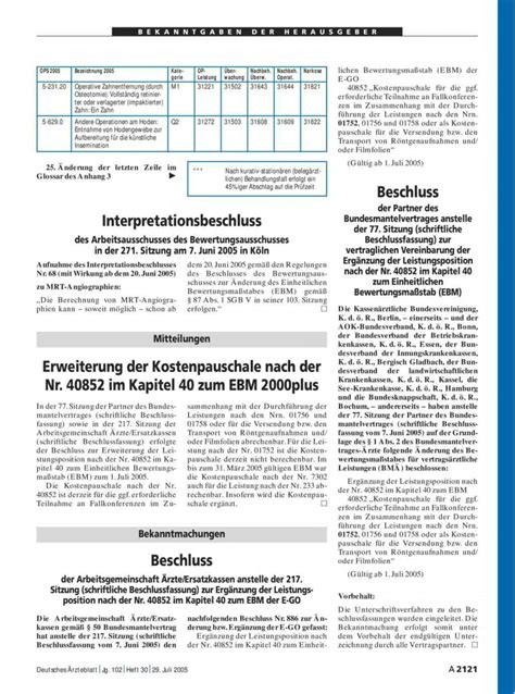 Bekanntmachungen Beschluss der Arbeitsgemeinschaft Ärzte Ersatzkassen