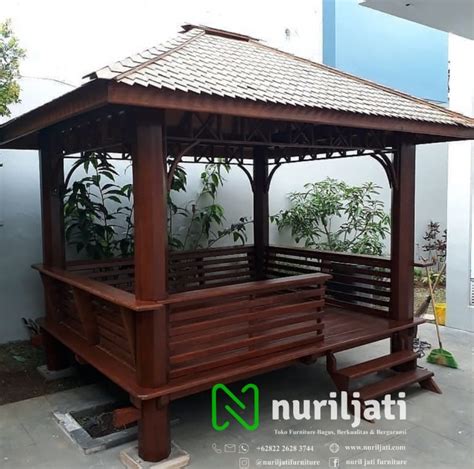 Gazebo Taman Kayu Kelapa Model Persegi Nuril Jati Furniture