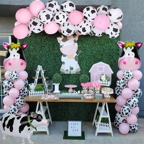 Pcs Cow Party Supplies Plate Balloon Birthday Decorations Set