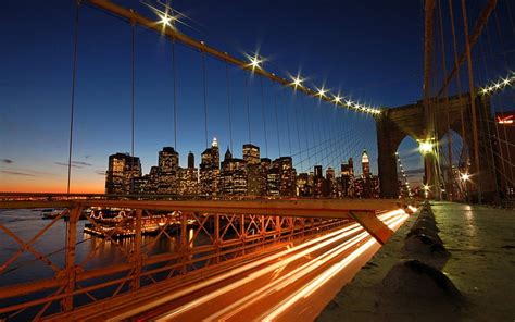 Rush Hour Hour Buildings Lights City Bridge Moving Rush Late