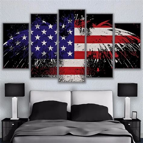 Abstract Painting High Quality Canvas Print 5 Pieces Eagle American ...