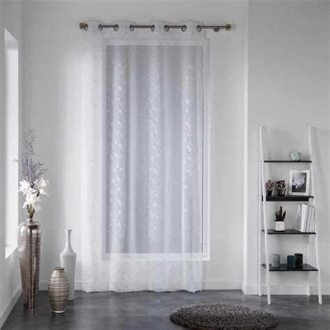 Panneau à oeillets 140 x 240 cm Voile sablé applique Dalya Blanc