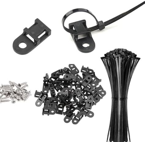 Amazon 60 Set Cable Zip Tie Mounts Kit Black 6 Zip Ties Black