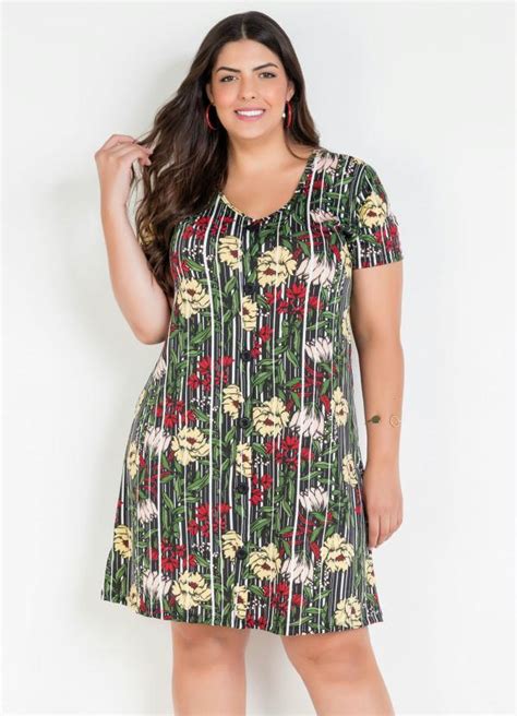 Vestido Es Listrado Floral Plus Size Marguerite