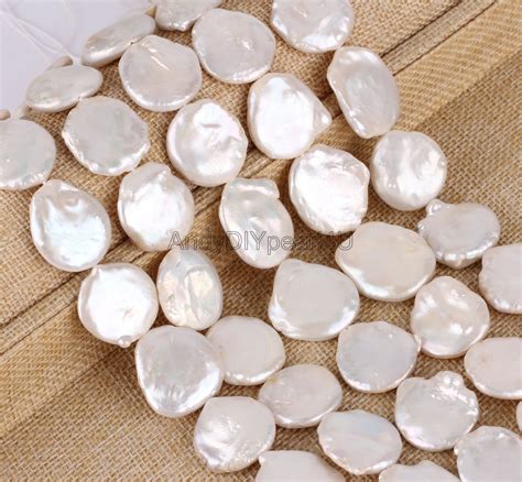 20 25mm Large Button Freshwater Pearls Natural White Coin Freshwater