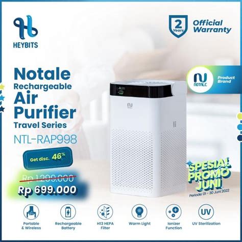 Jual Notale Air Purifier Travel Series Rechargeable HEPA 13 UV Killer