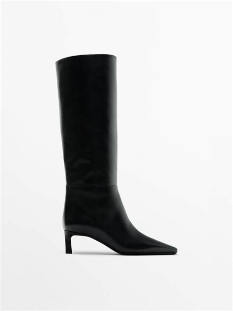 Massimo Dutti Low Heel Boots In Black Lyst