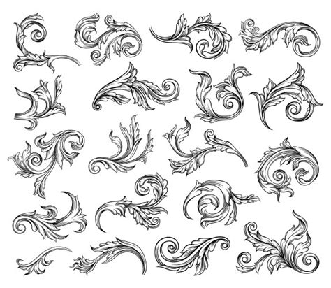 Scroll As Baroque Element With Arabesque Vector Image