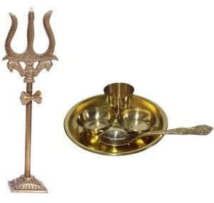 Adhvik Combo Of 2 Pcs Brass Laddu Gopal Janmashtami Thali Set With 1