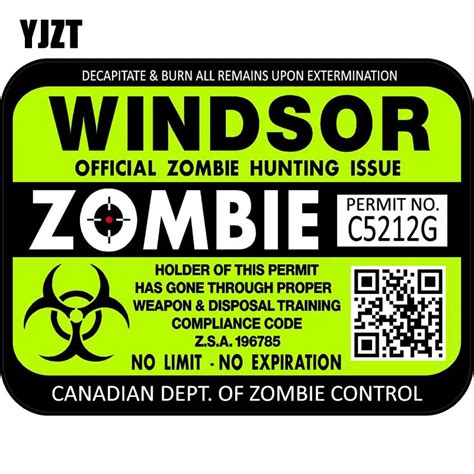 Aliexpress Buy YJZT 15x11 3cm Funny Canada Windsor ZOMBIE Hunting