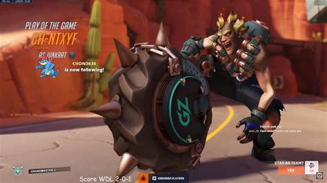 Potg Aquamarine Junkrat God Gameplay Overwatch Season Youtube