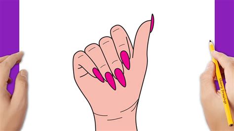 HOW TO DRAW A GIRL HAND WITH NAILS EASY YouTube