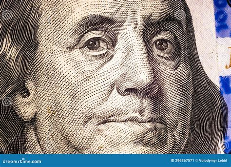 Benjamin Franklin S Face On The Us Dollar Bill Closeup Of Ben