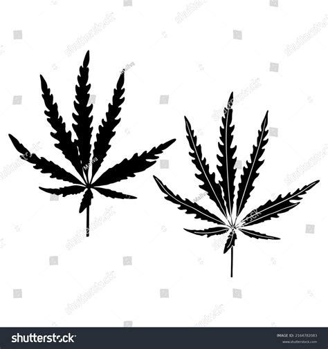 Marijuana Cannabis Leaf Silhouette Isolated Set Stock Vector (Royalty ...