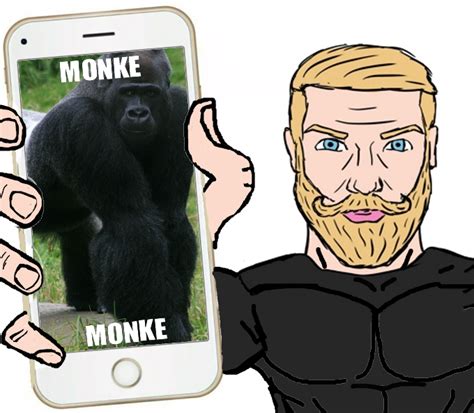 Monke Chad Soyjak Shows His Phone Know Your Meme