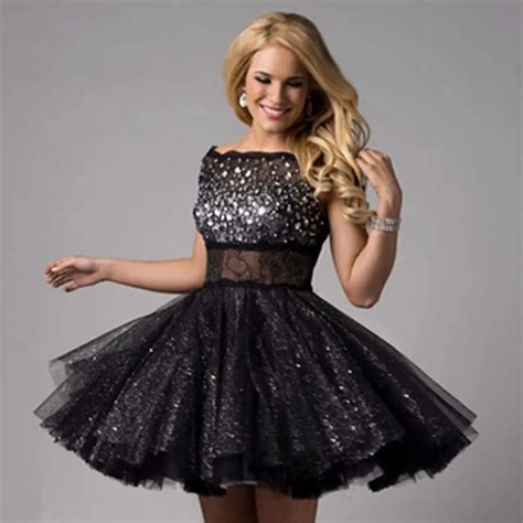 Buy Elegant Black Sheer Tulle Cocktail Dresses