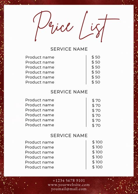 Hair Price List Template