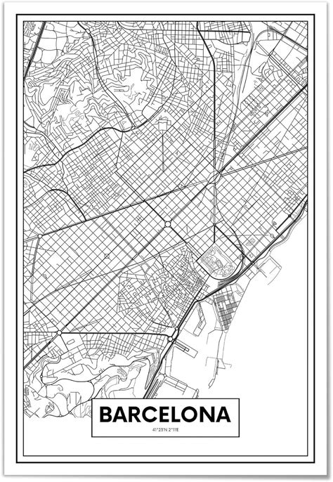 Panorama Cuadro De Aluminio Mapa De Barcelona X Cm Impreso En