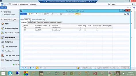 General Journal Entries In Microsoft Dynamics Ax Youtube