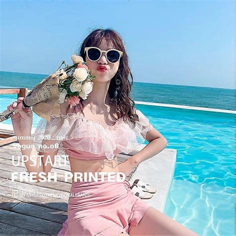 Neuer Sommer Sexy Niedlicher Bikini Rosa Süßer Anzug Altersreduzierung Slim Fit Rückenfreie
