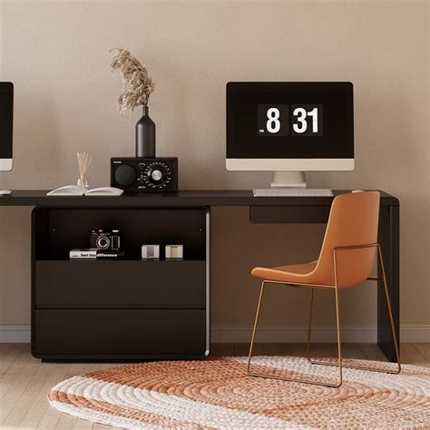 94.5" Two Person Double Desk Modern Black Retangular Office Desk 4 ...