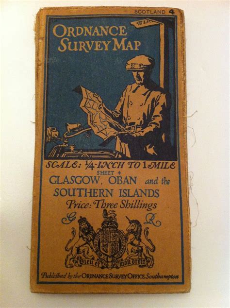 Vintage Ordnance Survey Map. Scotland, Glasgow, Oban | Ordnance survey ...