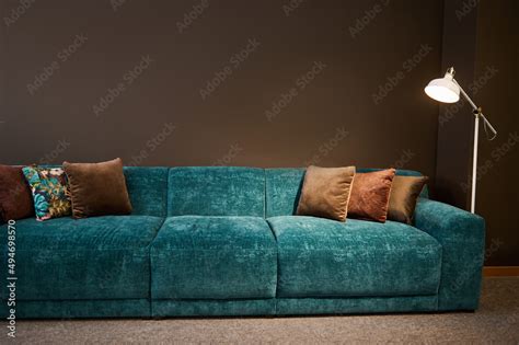 Brown Sofa Turquoise Pillows Baci Living Room