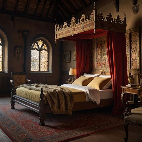 Depict royal bedroom in a medieval castle | Premium AI-generated image