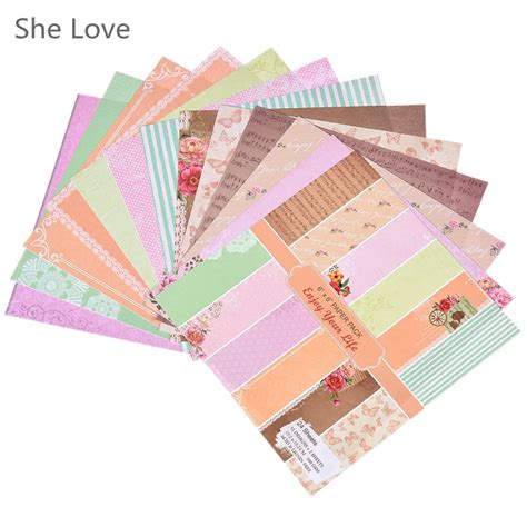 She Love 24 Sheets Scrapbooking Pads Paper Origami Art Background Paper ...