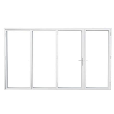 Ark Design 144 In X 80 In Left Center Opening Outswing Double Tempered Glass White Aluminum