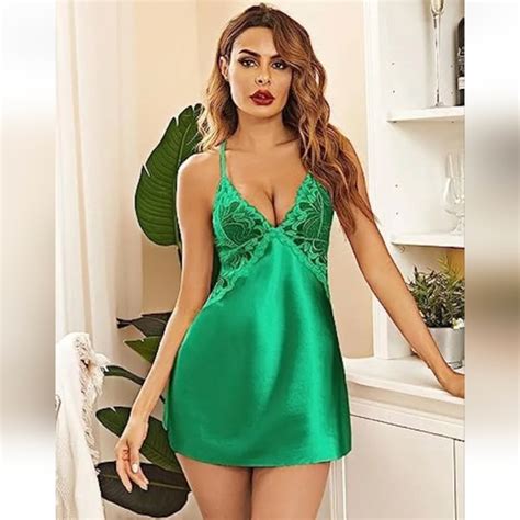 Exyfunshop Intimates Sleepwear Women Sexy Lingerie V Neck Satin