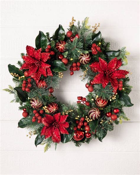 Outdoor Festive Poinsettia Christmas Foliage Balsam Hill Large