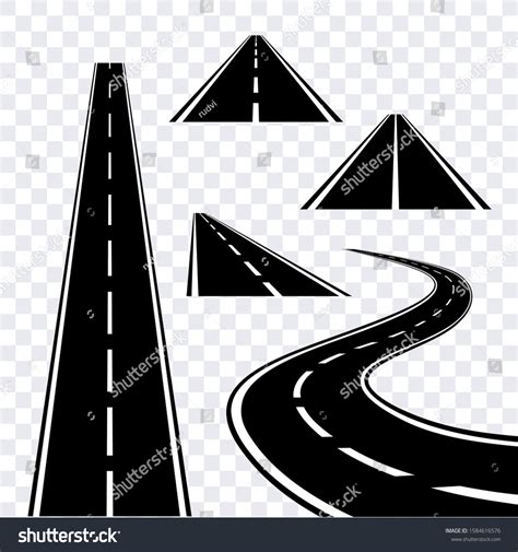 Set Roads Vector Stencil Horizon Perspective Stock Vector (Royalty Free ...