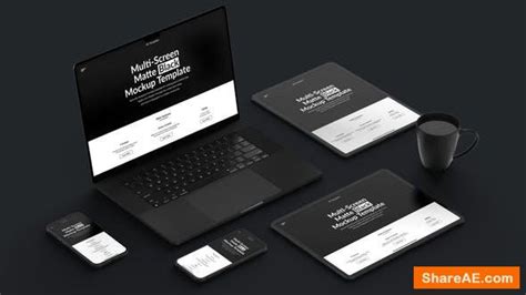 Videohive Multi Screen Matte Black Screen Mockup Template Free After